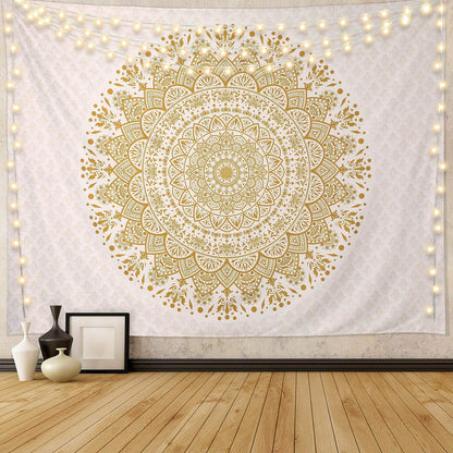 Black Mandala Tapestry Wall Hanging Psychedelic Wall Tapestry Aesthetic Indian Hippie Decor Bohemian Art Boho Home Decoration for Bedroom,Living Room,Dorm