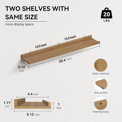 Boswillon Floating Shelves Wall Mounted Set of 2, Modern Black Wall Shelves for Storage with Lip, Display Picture Ledge Shelf for Wall Decor Bedroom Living Room Bathroom Kitchen