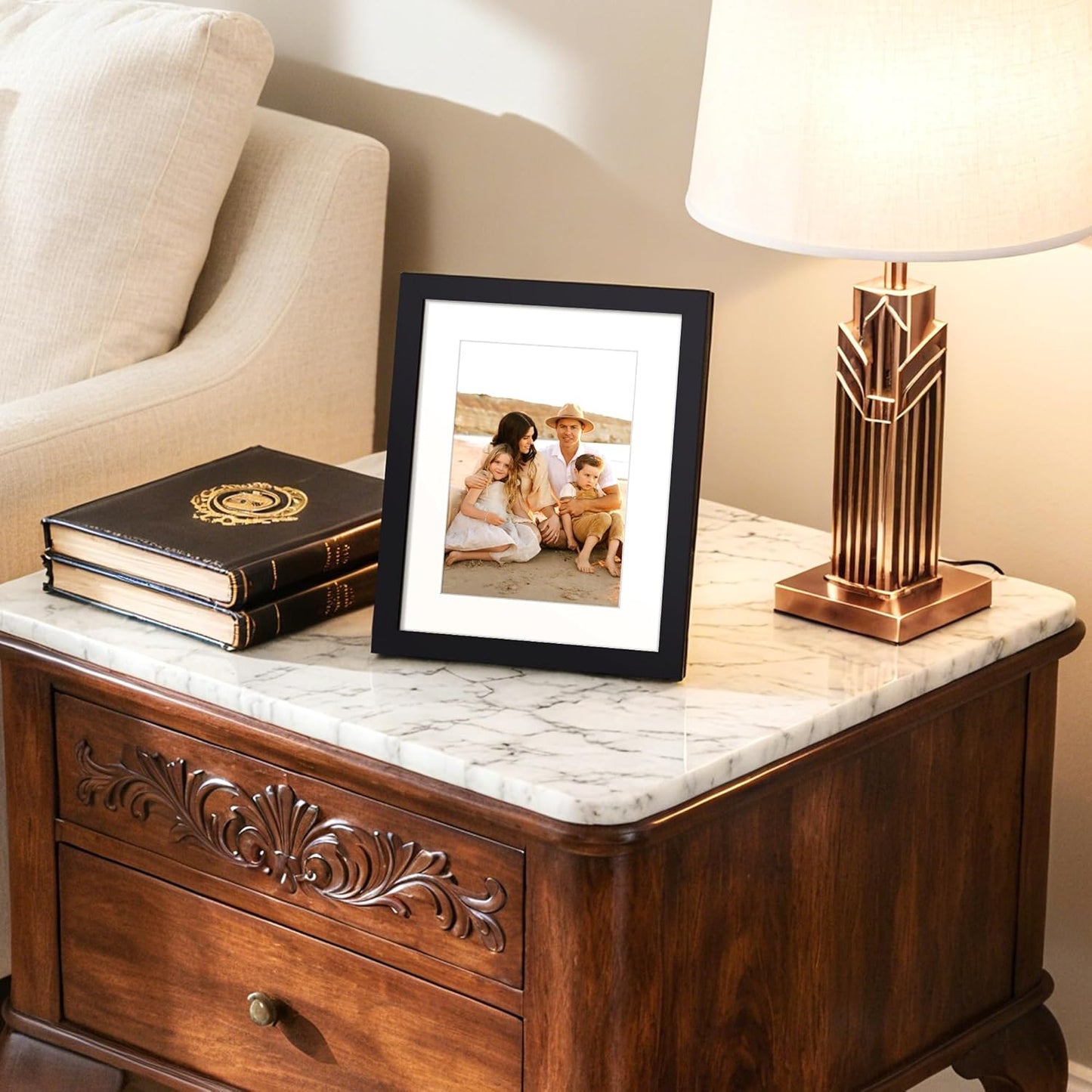 upsimples 8x10 Picture Frame, Display Pictures 5x7 with Mat or 8x10 Without Mat, Wall Hanging Photo Frame, Black, 1 Pack - Colors B