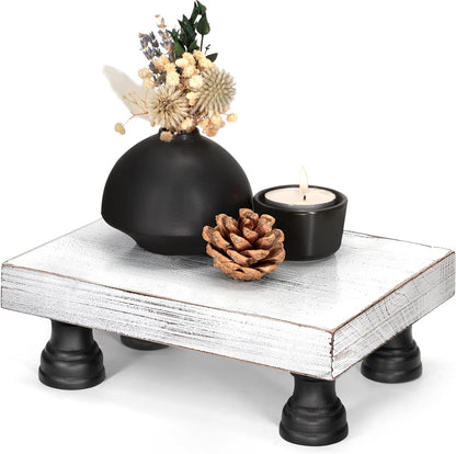 EOSAHR Farmhouse Riser for Room Decor : Decorative Pedestal Stand For Display Your Home Decorations and Uniquely Soap Stand - Rustic Bathroom Counter Tray and Kitchen Decor (Natural Wood)