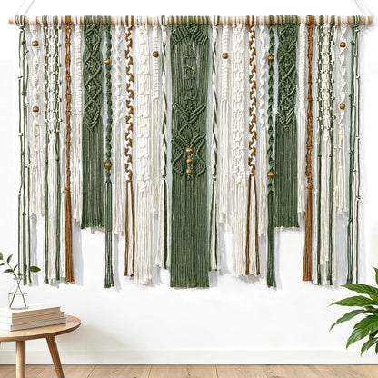 MEIVINES Macrame Wall Hanging Large Wall Art Handmade Woven Tapestry Boho Tapestry Macrame Wall Decor Art Home decoration for Living Room Bedroom Apartment Dorm Wedding Party 38" x 29"