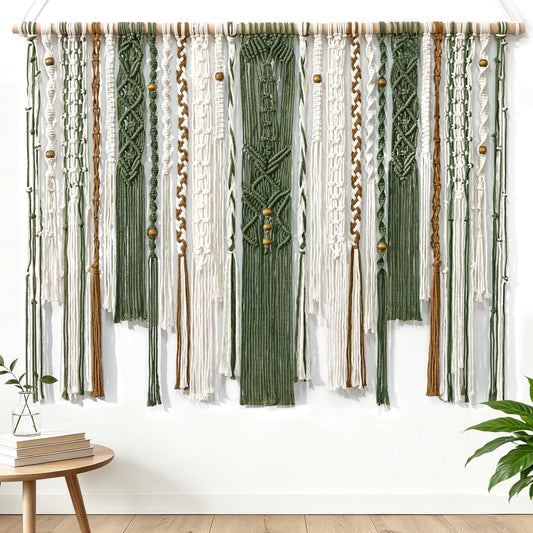 MEIVINES Macrame Wall Hanging Large Wall Art Handmade Woven Tapestry Boho Tapestry Macrame Wall Decor Art Home decoration for Living Room Bedroom Apartment Dorm Wedding Party 38" x 29"