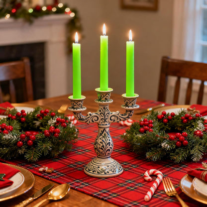 12-Pack Olive Green Taper Candles, 10 Inch Unscented Dripless Candlesticks, Long-Lasting Burn Time of 7-8 Hours, Perfect for Christmas Home Décor Spring and St. Patrick's Day