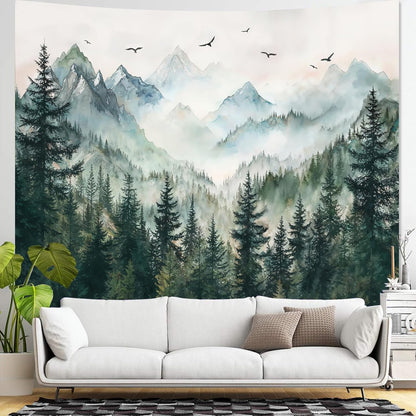 Zussun Black and White Tapestry Starry Night Mountain Tapestries for Bedroom Aesthetic Moon and Stars Tapastry's Wall Hanging Dark Nature Forest Wall Tapestry for Living Room Dorm (48'' × 36'')