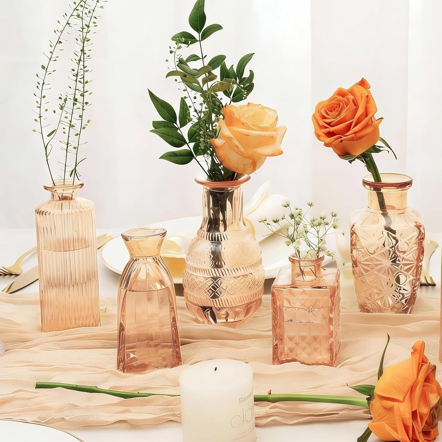 Clear Glass Bud Vase Set of 12 Pcs,Small Bud Vases in Bulk,Glass Crystal Flower Vases Table Centerpieces for Party Event Wedding Decor Baby Shower Decorations (Clear, 12 Pcs)