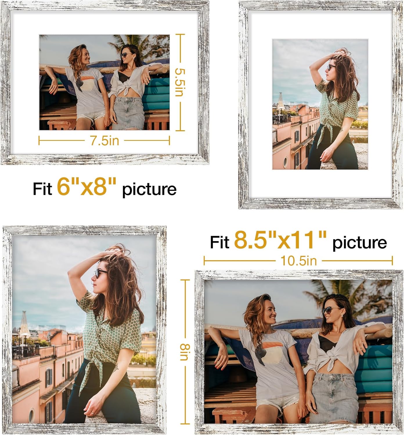 Vittanly 11x14 Picture Frame, Display Pictures 8x10 with Mat or 11x14 without Mat, Photo Frame for Wall Mounting, Black, 1 Pack - Colors B