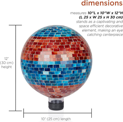 Alpine Corporation 10" Diameter Indoor/Outdoor Glass Mosaic Gazing Globe Yard Decoration, Purple Pearlized Petals Design