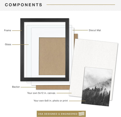 MCS Canvas Float Frames 8x10 Frame, Black Frame for Finished Canvases, Vertical & Horizontal Wall Hanging Frame with Adhesive for Canvas Paintings (1-Pack)