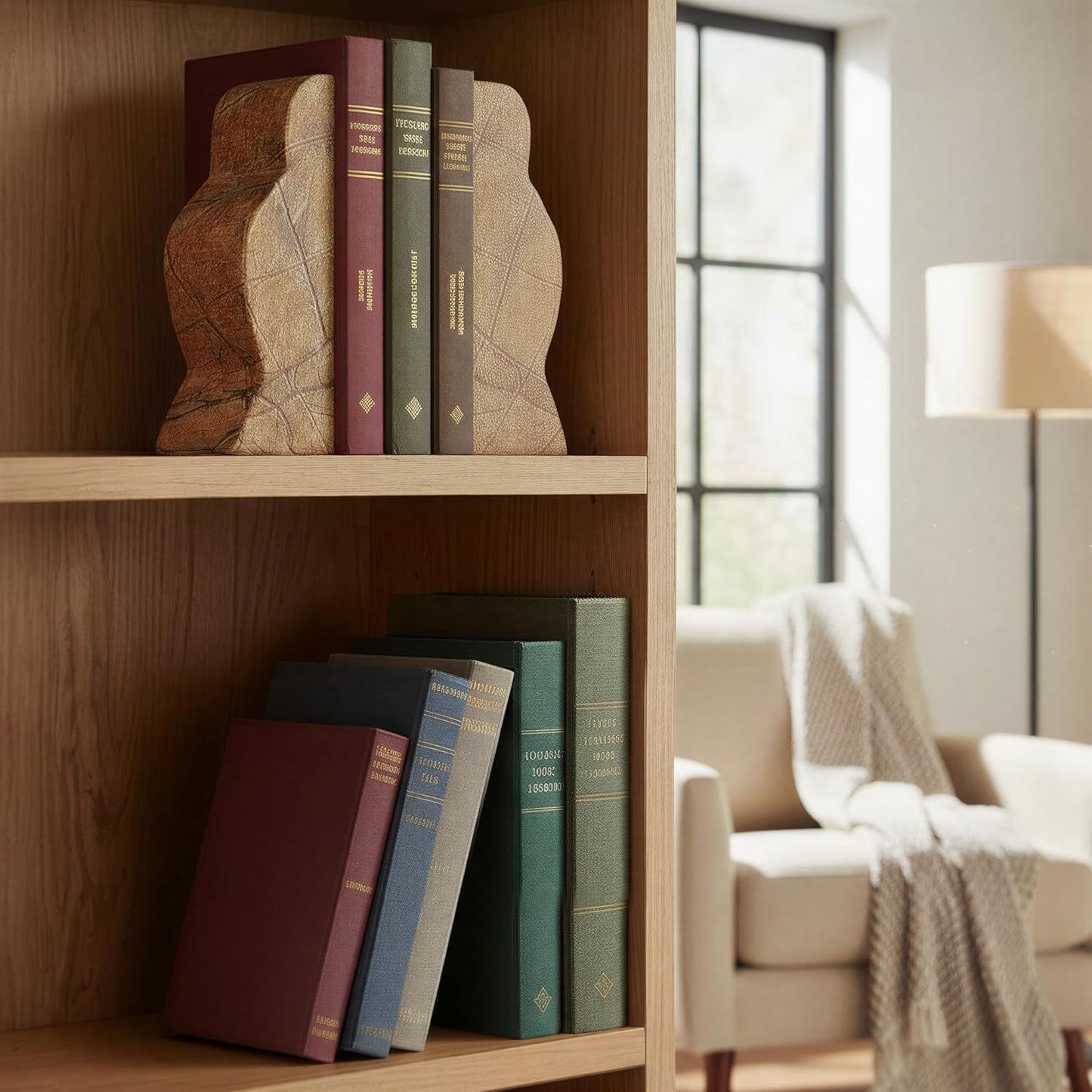 Creative Co-Op Decorative Travertine Wave Bookends, Natural, Set of 2