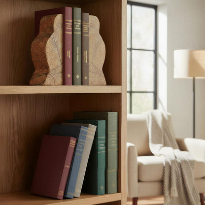 Creative Co-Op Decorative Travertine Wave Bookends, Natural, Set of 2