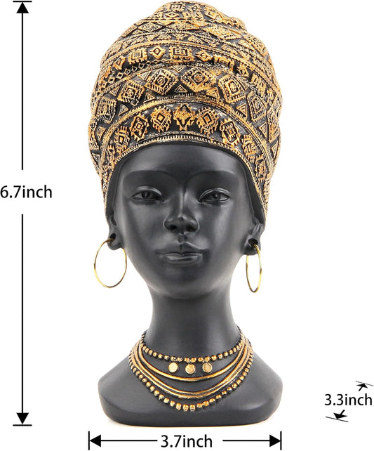 Smadeer African Statue and Sculpture for Home Decor, Women Figurine in Antique Gold Color