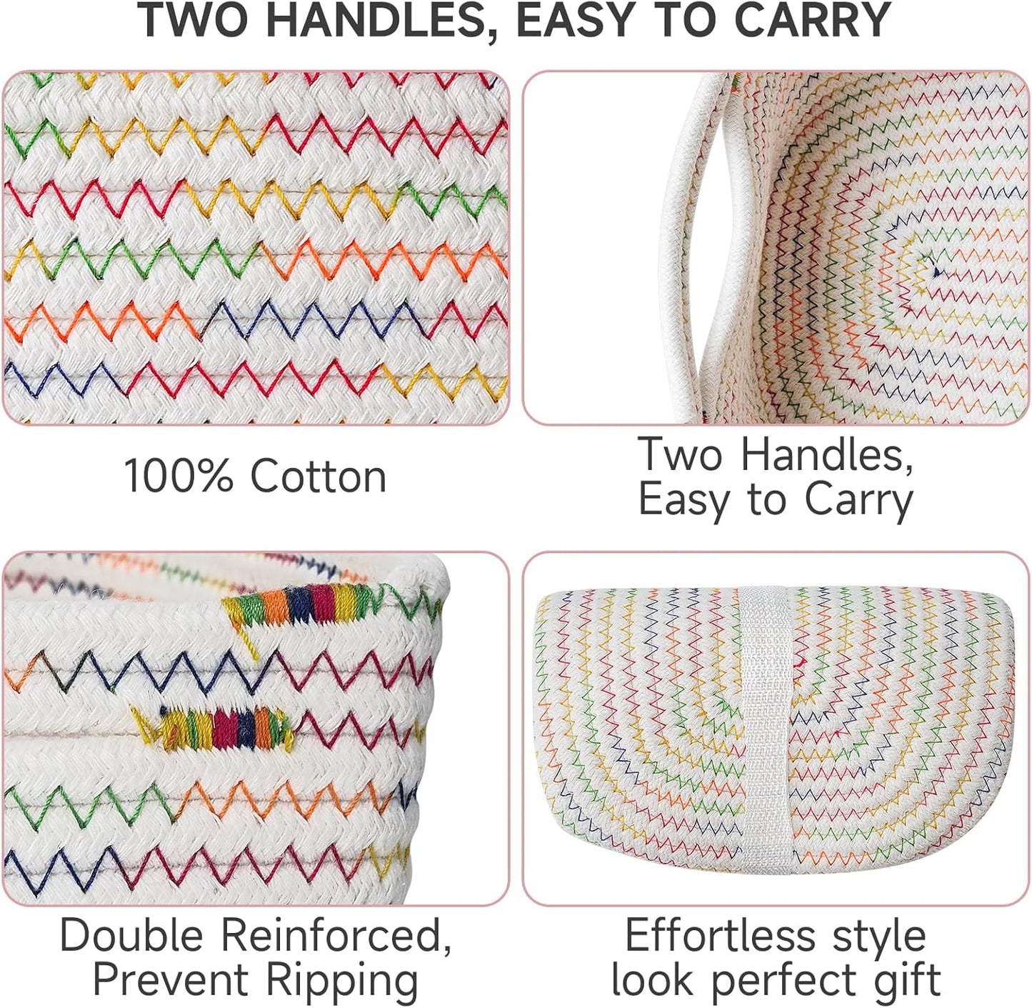 3-Pack Small Storage Baskets for Organizing | Woven Shelf Toy Basket | Rope Baskets for Gifts Empty | Closet Organizer Bins with Handles | Cube Decorative Box | 11.8×7.8×5.1” | Mixed brown