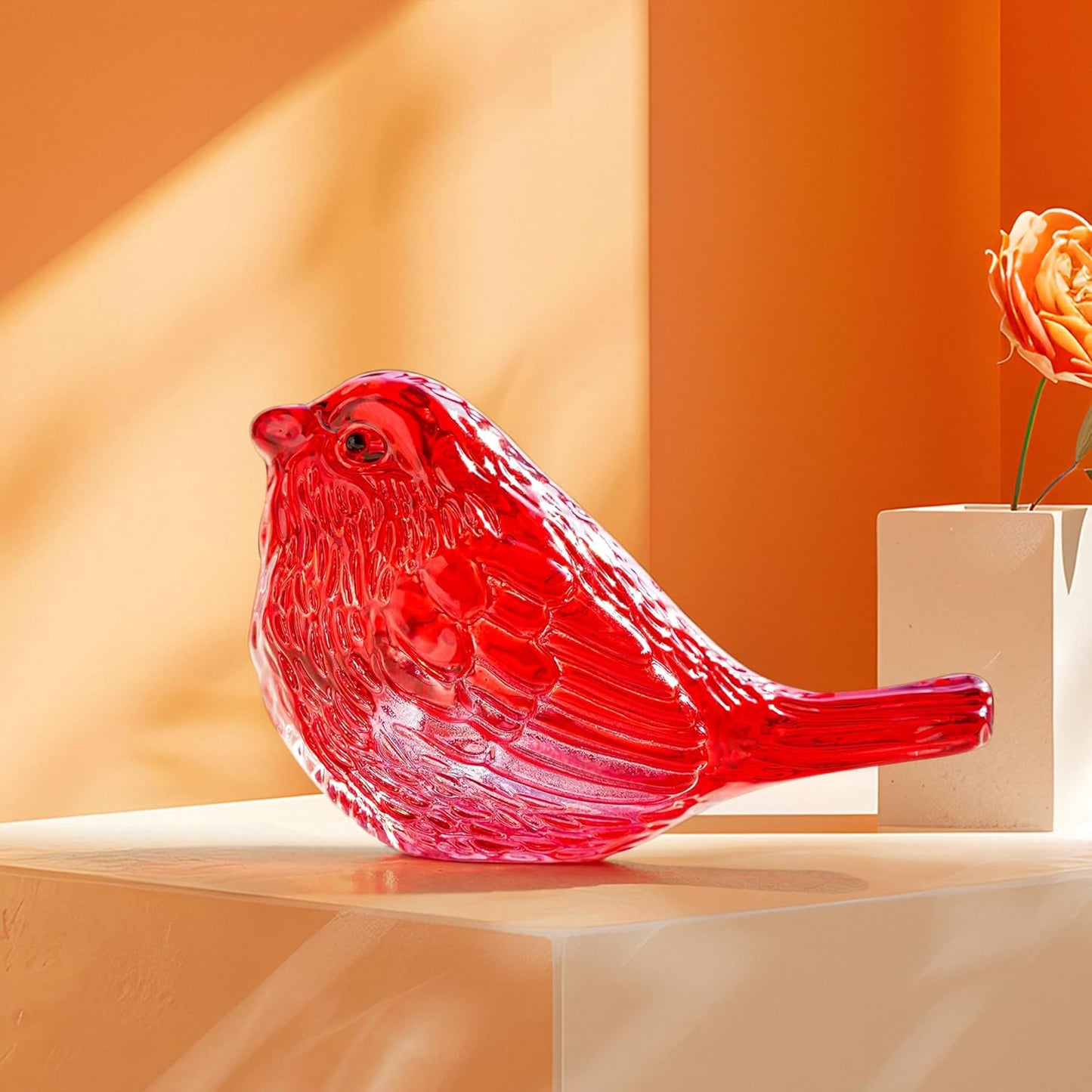 H&D HYALINE & DORA Blue Glass Bird Figurines Bird Gifts for Bird Lovers Women Crystal Glass Animal Figurine Collectible for Home Shelf Decor