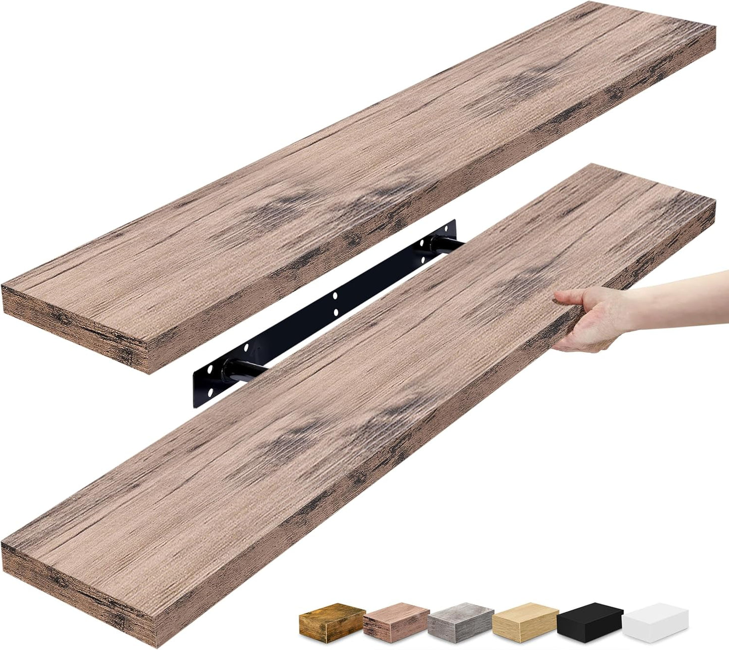 Sorbus Floating Shelves for Wall - 48 Inch Long Bathroom Shelves, Wall Decor for Bedroom, Kitchen, Living Room & Book Storage - Mounted Floating Shelf with Invisible Brackets (Maple Wood, 2 Pack)