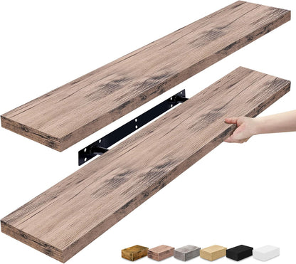 Sorbus Floating Shelves for Wall - 48 Inch Long Bathroom Shelves, Wall Decor for Bedroom, Kitchen, Living Room & Book Storage - Mounted Floating Shelf with Invisible Brackets (Maple Wood, 2 Pack)