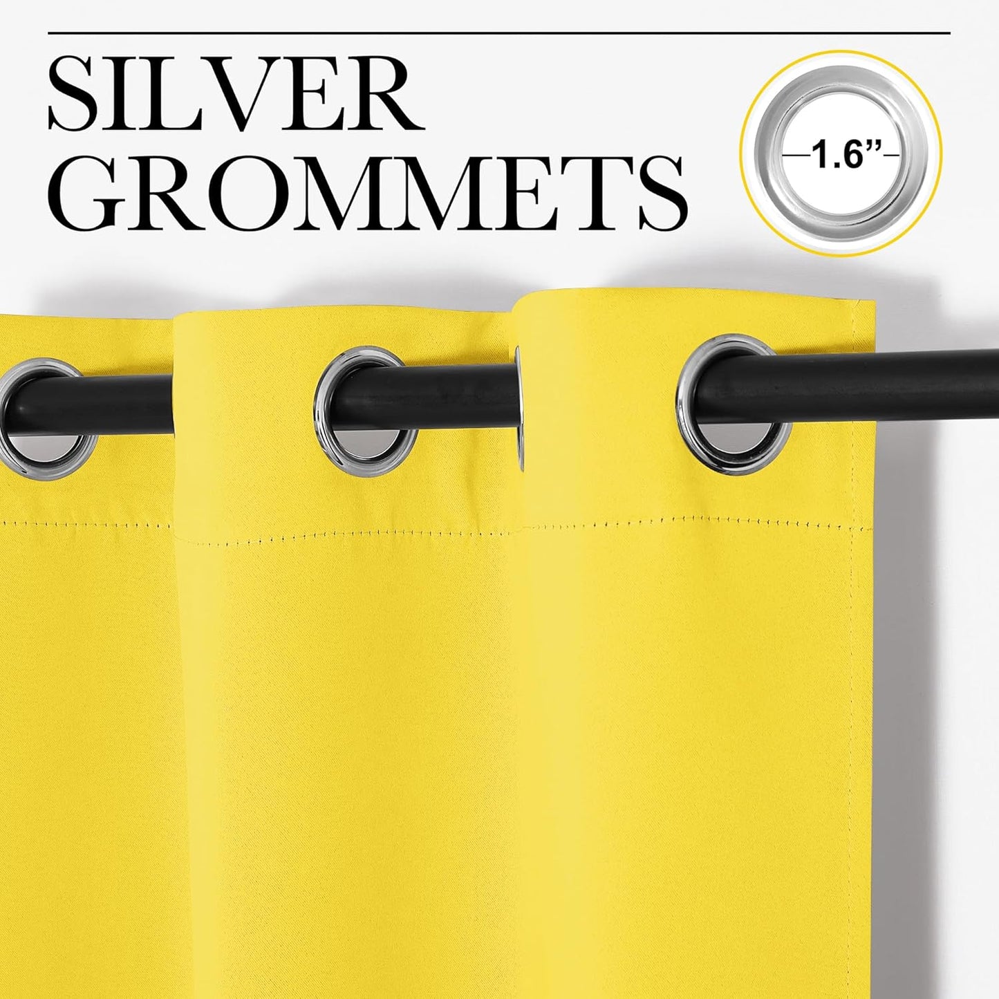 NICETOWN Halloween Pitch Black Solid Thermal Insulated Grommet Blackout Curtains/Drapes for Bedroom Window (2 Panels, 42 inches Wide by 63 inches Long, Black) - Colors C
