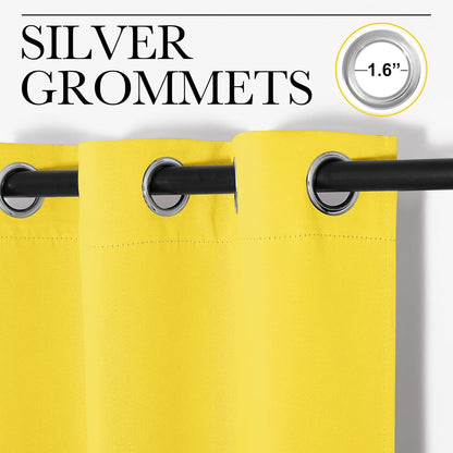 NICETOWN Halloween Pitch Black Solid Thermal Insulated Grommet Blackout Curtains/Drapes for Bedroom Window (2 Panels, 42 inches Wide by 63 inches Long, Black) - Colors C