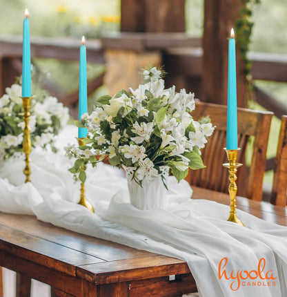 Hyoola Tall Taper Candles - 10 Inch Metallic Gold Unscented Dripless Taper Candles - 8 Hour Burn Time - 4 Pack