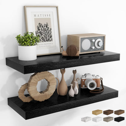 RICHFOCUS 72Inch Floating Shelves for Wall 2 Pack Shelves for Bedroom|Kitchen|Bathroom Wall Mounted Rustic Wood Floating Shelf with Invisible Brackets for Books|Storage|Decor, Rustic Brown