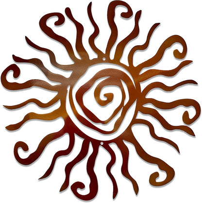 Riverside Designs Wacky Sun Metal Wall Art Indoor/Outdoor Decor - 24" Teal Rust Proof Wall Sculpture - Made in USA - Ideal for Bedroom, Garden, Home, Patio and Farmhouse