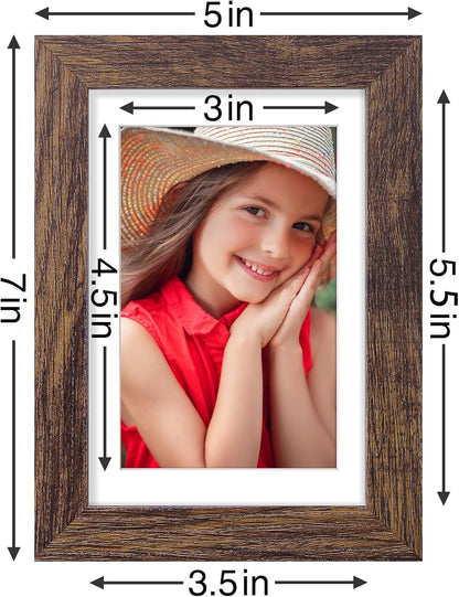 Vittanly 8x10 Picture Frames Set of 9, Shatter Resistant Plexiglass, Display 5x7 Pictures with Mat or 8x10 without Mat, Photo Frames for Wall or Tabletop, Engineered Wood, Black - Colors A