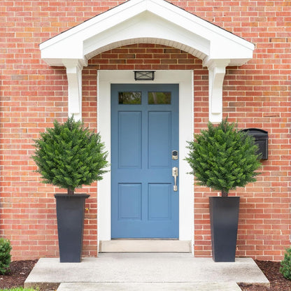 AOKIIE 6FT Artificial Topiary Cedar Plants Outdoor, Faux Pine Trees UV Resistant and Potted, 72 Inch Tall Fake Shrubs Evergreen for Front Porch Decor Set of 2