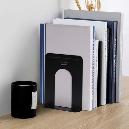 Mr. Pen- Book Ends, Black, 4 Pack, Heavy Duty Metal Bookends for Shelves, Book Holders for Shelves, Metal Bookends