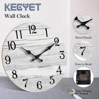 KECYET Wall Clock Battery Operated 8 Inch Silent Non Ticking Coastal Design Country Rustic Retro Decorative for Bathroom Kitchen Living Room Bedroom