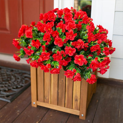 Ivydale Artificial Fake Flowers Plants for Outdoor Outside Spring Decor, Faux Silk Yellow Camellia UV Resistant Look Real for Planter Pot Porch Patio Balcony Garden Yard, 3 Large Bundles