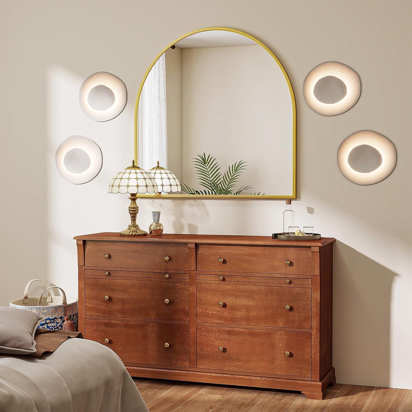 VooBang Arched Wall Mirror, 24 x 36 inch Arch Bathroom Mirror, Wall Mounted Vanity Mirror with Arch Metal Frame, Modern Bathroom Vanity Mirror for Bedroom, Living Room, Hanging or Leaning, Black