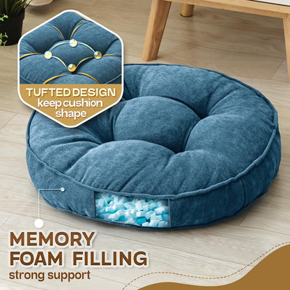 1 MIDDLE ONE Floor Pillow Set of 2, Memory Foam Floor Cushions for Adults, Large Meditation Pillow for Sitting, 22 x 22 Inches (Square | Grey)