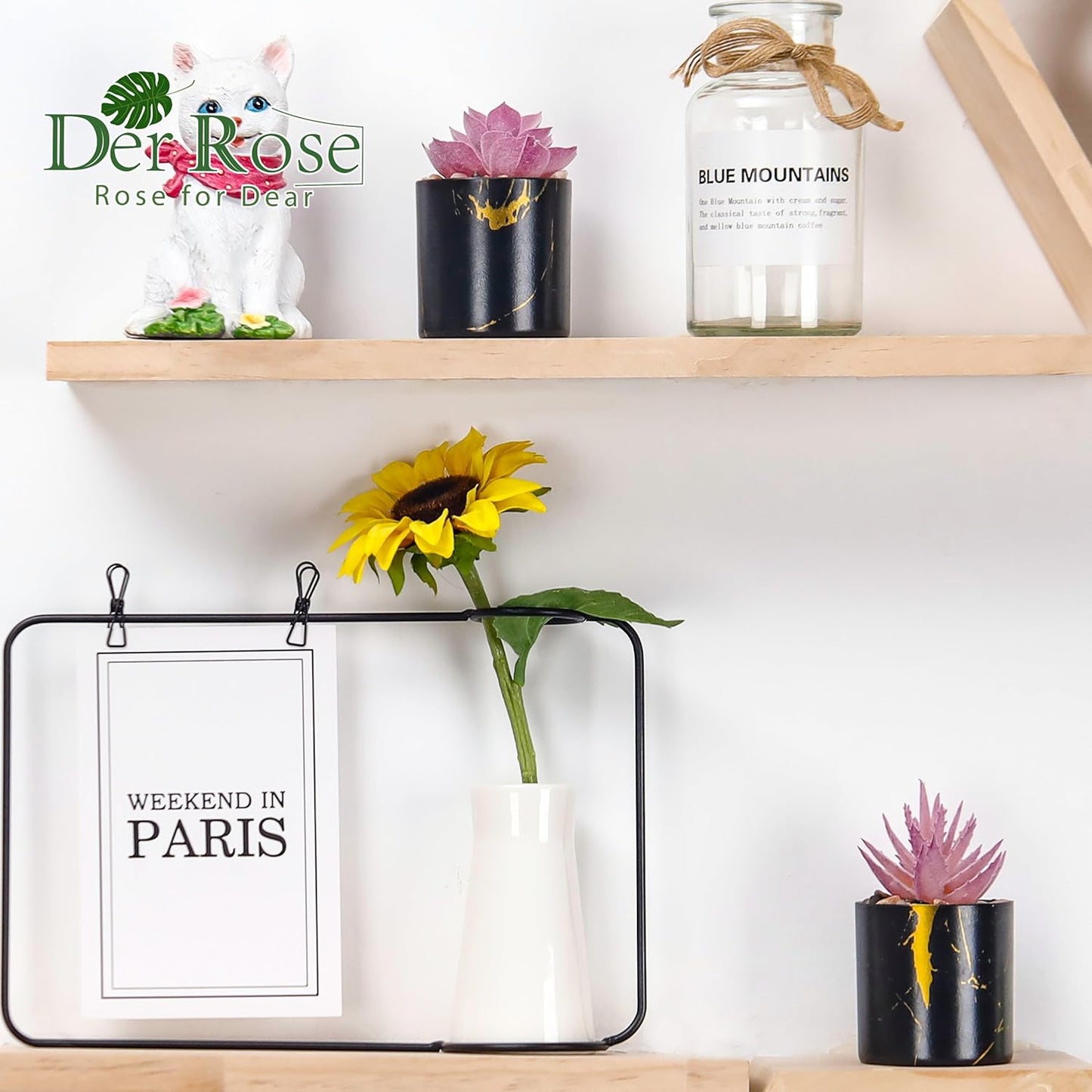 Der Rose 3 Pack Small Fake Plants Succulents Plants Artificial in Pots for Home Office Desk Decor for Women