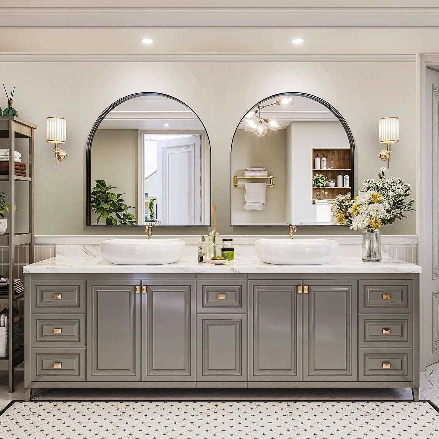 Brightify Arched Mirror, Arched Wall Mirror, 24 x 32 Inch Silver Arch Mirror, Metal Frame Silver Bathroom Mirror, Arched Top Bathroom Vanity Mirror for Living Room Bedroom Mantel Entryway Hallways