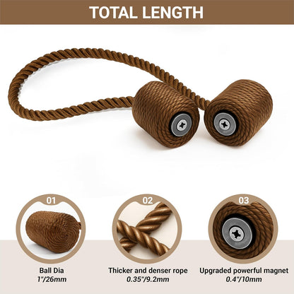Hion Magnetic Curtain Tiebacks Black 2pcs, Curtain Tiebacks Buckles Holdbacks Holders Hooks Clip for Home Outdoor Bedroom Office Decorative Curtain