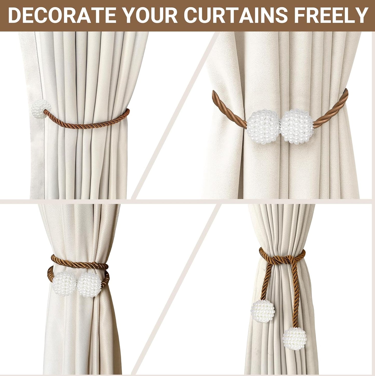 Hion Magnetic Curtain Tiebacks Black 2pcs, Curtain Tiebacks Buckles Holdbacks Holders Hooks Clip for Home Outdoor Bedroom Office Decorative Curtain