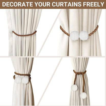 Hion Magnetic Curtain Tiebacks Black 2pcs, Curtain Tiebacks Buckles Holdbacks Holders Hooks Clip for Home Outdoor Bedroom Office Decorative Curtain