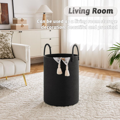 Artfeel Laundry Basket,Woven Cotton Rope Laundry Hamper,60L for Decor Storage of Dirty Clothes,Toys and Blankets in Bathroom,Baby Room and Living Room