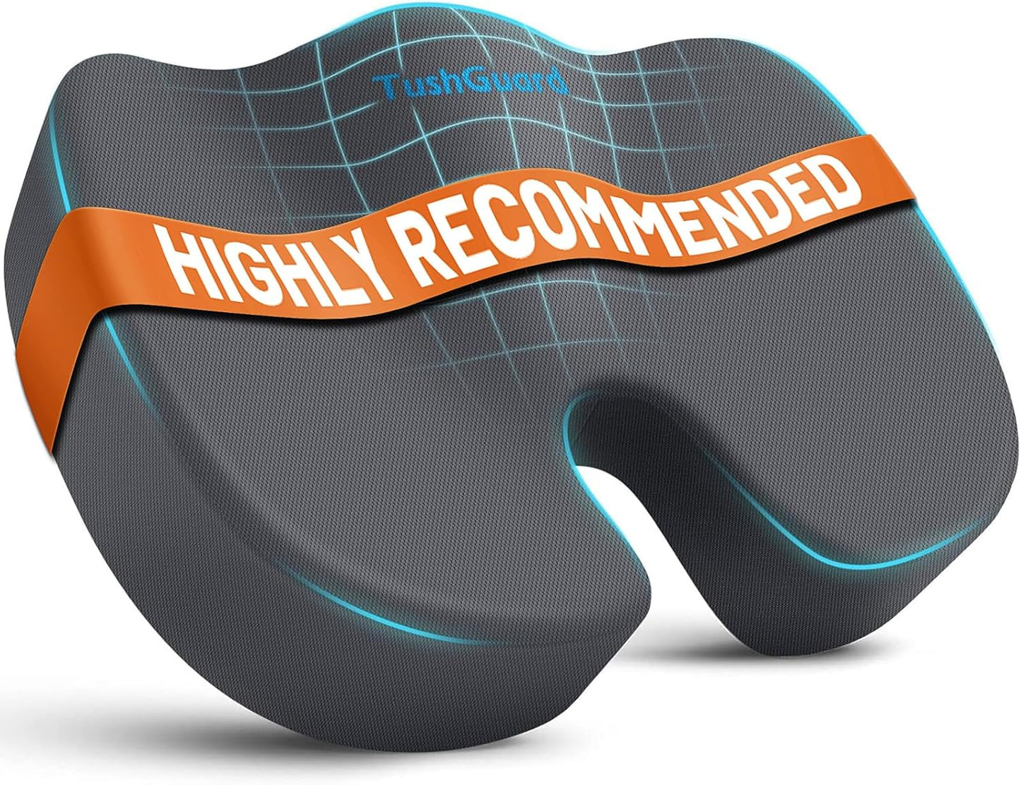 TushGuard Seat Cushion for Office Chair Memory Foam Non-Slip Cushion Back, Relief Chair Pad, Butt Pillow for Office Chair, Car, Computer Desk, Black