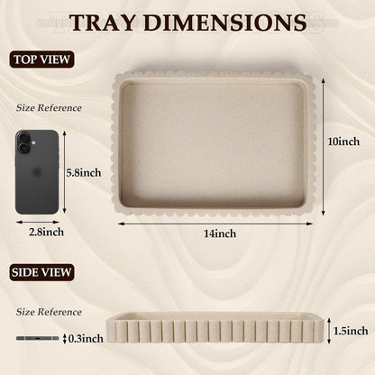 Concrete Decorative Tray for Coffee Table Decor, 14" Coffee Table Tray Ottoman Tray Table Centerpieces, Rectangular Modern Decorative Trays for Home Decor, Living Room, Entry, Black