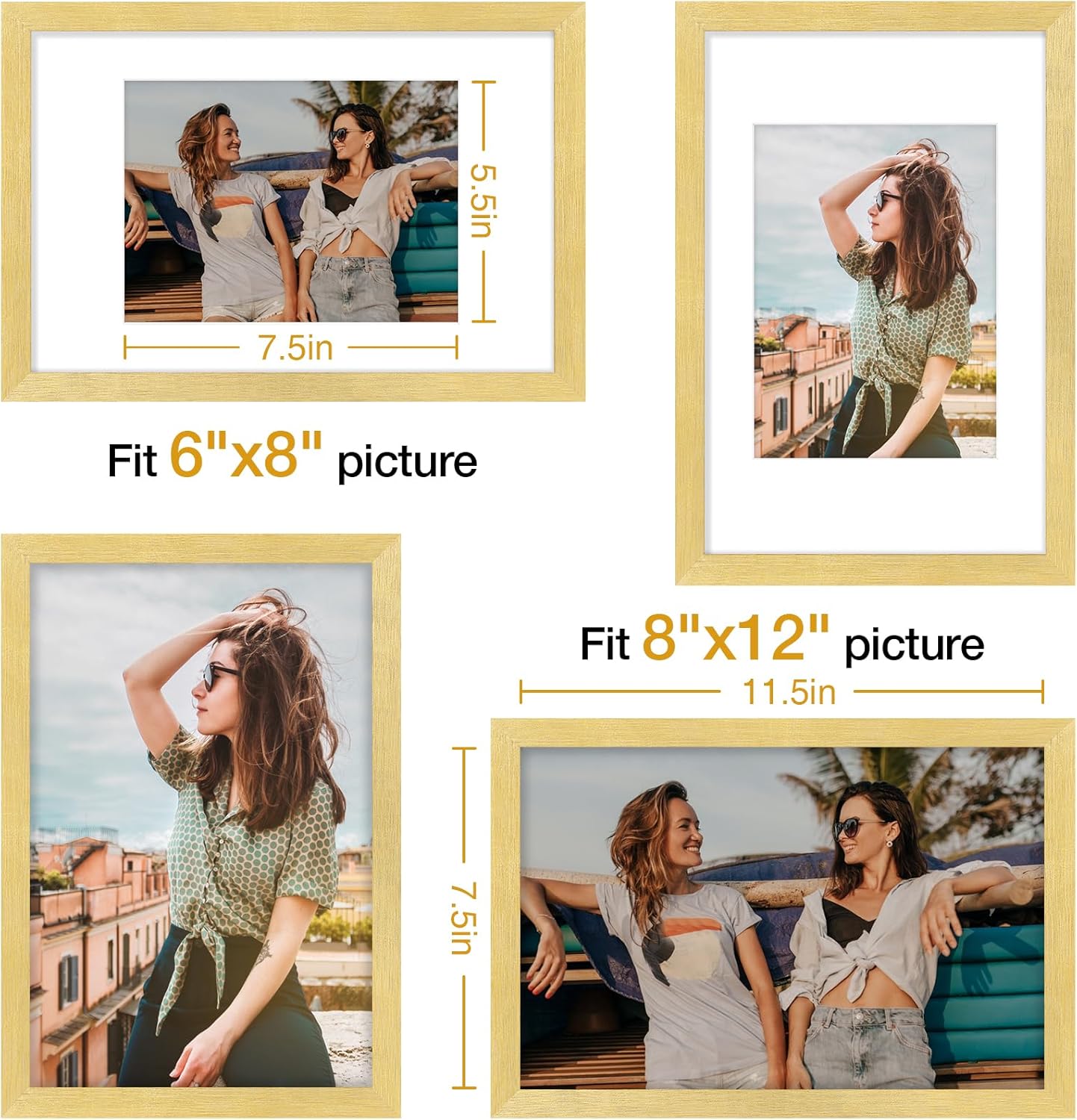 Vittanly 11x14 Picture Frame, Display Pictures 8x10 with Mat or 11x14 without Mat, Photo Frame for Wall Mounting, Black, 1 Pack - Colors A