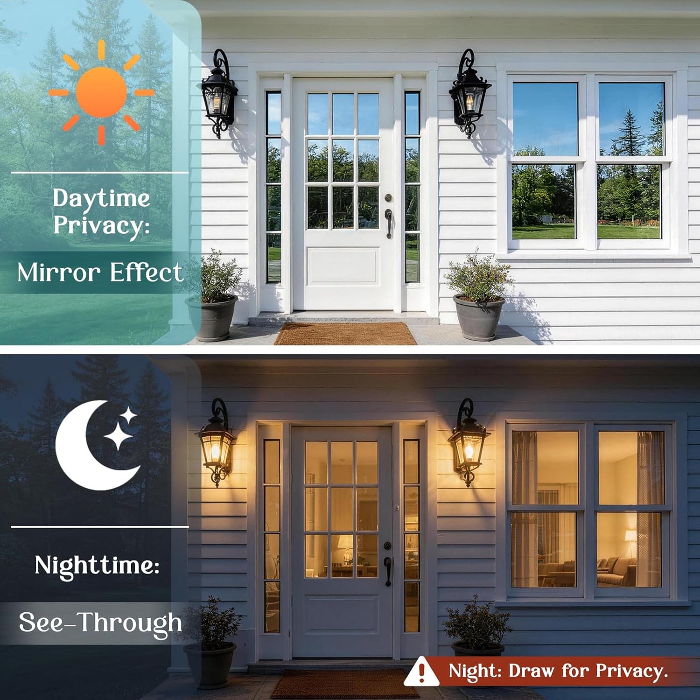 Haton Window Privacy Film, Stained Glass Rainbow Film Decorative Window Clings, Static Cling Sun Blocking Stickers Decals Coverings Tint for Home Heat Control, Non-Adhesive 17.5" x 78.7"