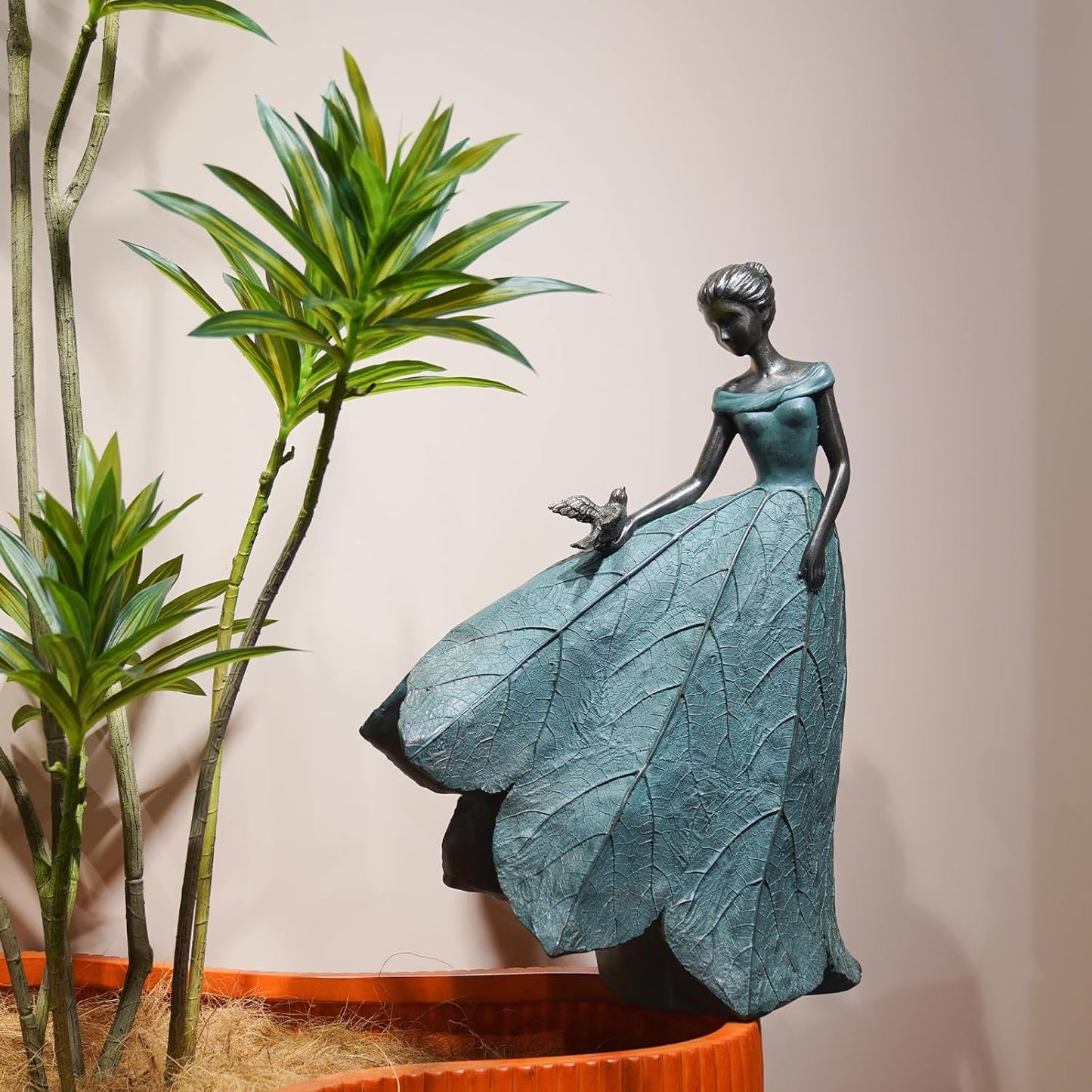 Guichifun Fairy Statue Collection Home Decoration - Leaf Angel Girls Resin Modern Table Decor for Living Room Office Sculpture Decor for Women Indoor Rustic Figurines Gift 5 x 3 x 7.5 Inch