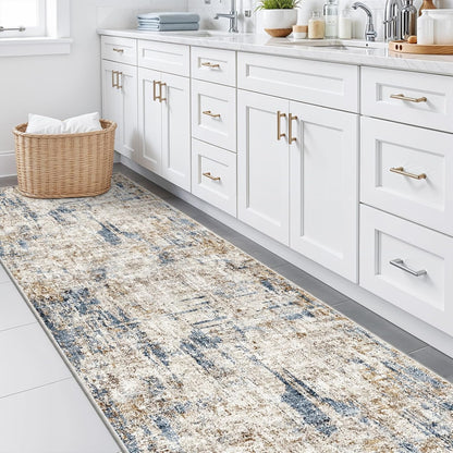 2x3 Washable Non-Slip Area Rug - Soft Low Pile Throw Rug for Kitchen Entryway Bedroom - Modern Indoor Door Mat with Rubber Backing (Beige Grey) - Colors B