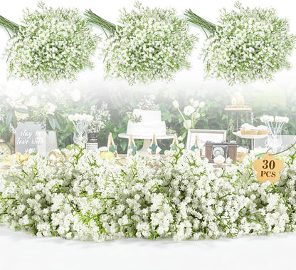 MAQIAHN 6 Baby Breath Artificial Flowers - Babies Breath Flowers Artificial Bulk Faux Flowers Bouquet White Flores Greenery Real Touch Fake Flowers Arrangements Wedding Centerpieces Tables Decorations