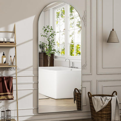 57" x 20" Arched Full Length Mirror - Wall Mounted/Floor Mirror Aluminum Alloy Frame Full Body Mirrors for Bathroom Living Room Bedroom and Entryway,Black