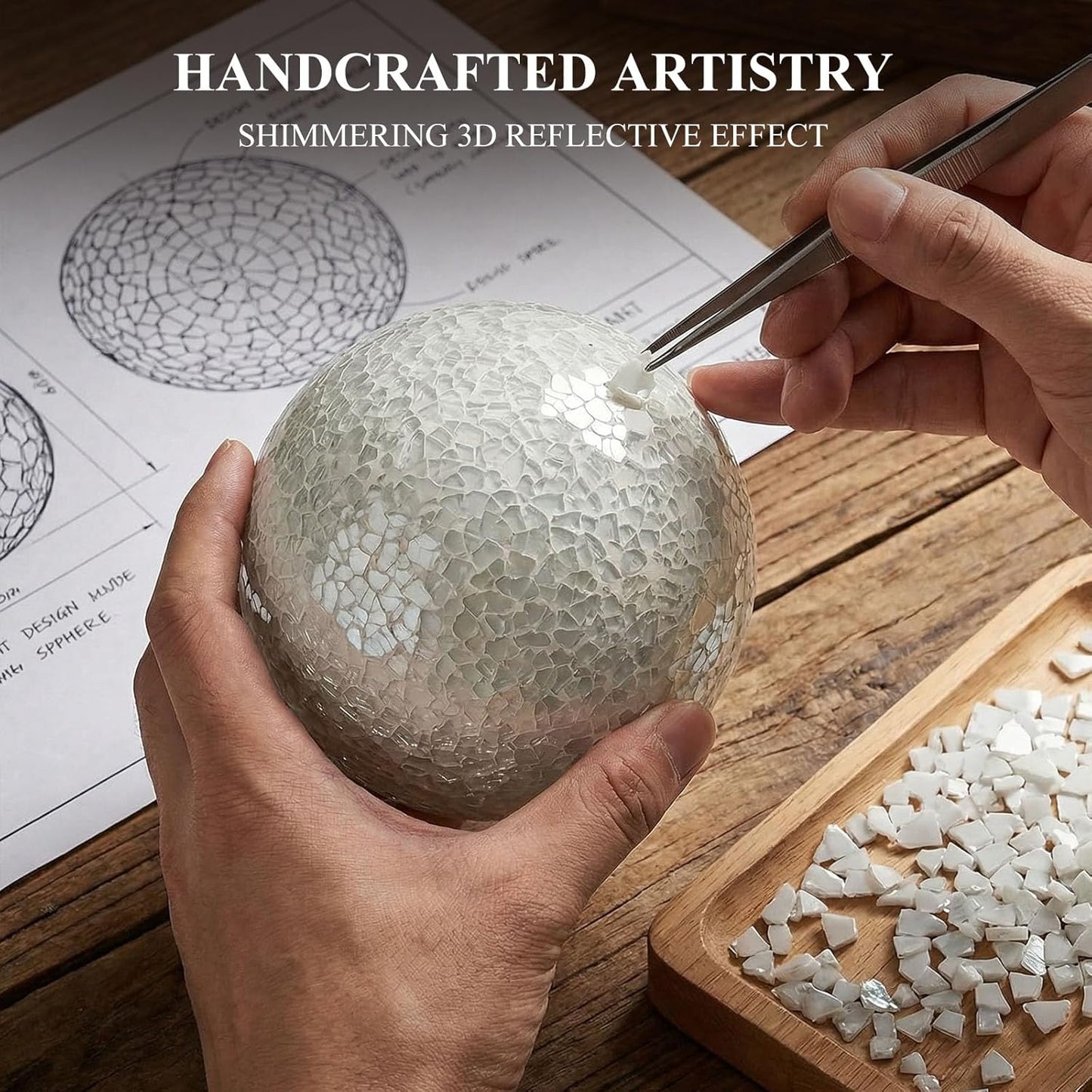 DomeStar 3PCS Decorative Balls, Mosaic Glass Orbs Centerpiece Balls 4inch Gold Orbs for Decorate Bowls Vases Tables Wedding Party