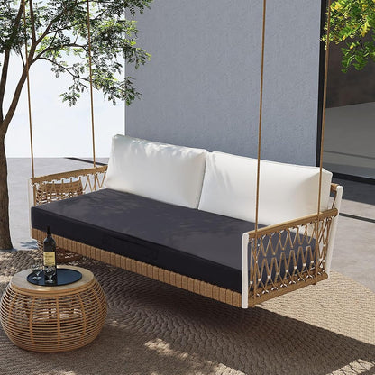 Outdoor Bench Cushion 48x18 Inch Waterproof with Memory Foam,Patio Bench Cushions for Outdoor/Indoor Furniture Porch Swing Cushion with Handle and Adjustable Strap,Navy Bule
