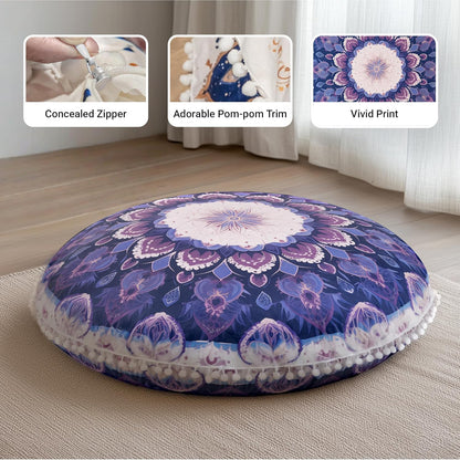 Meditation Cushion Set of 2, 32 Inch Extra Thick Memory Foam Round Floor Pillow with Removable Washable Cover, Bohemian Mandala Yoga Cushion for Adults - Ideal Holiday Decor, Brown