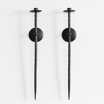 Metal Wall Candle Sconce Holder Set of 2 Wall Mount Candle Holders Modern Wall Candle Sconces Hanging for Living Room Farmhouse Fireplace Wedding 16.5"×5"×3" (Black)