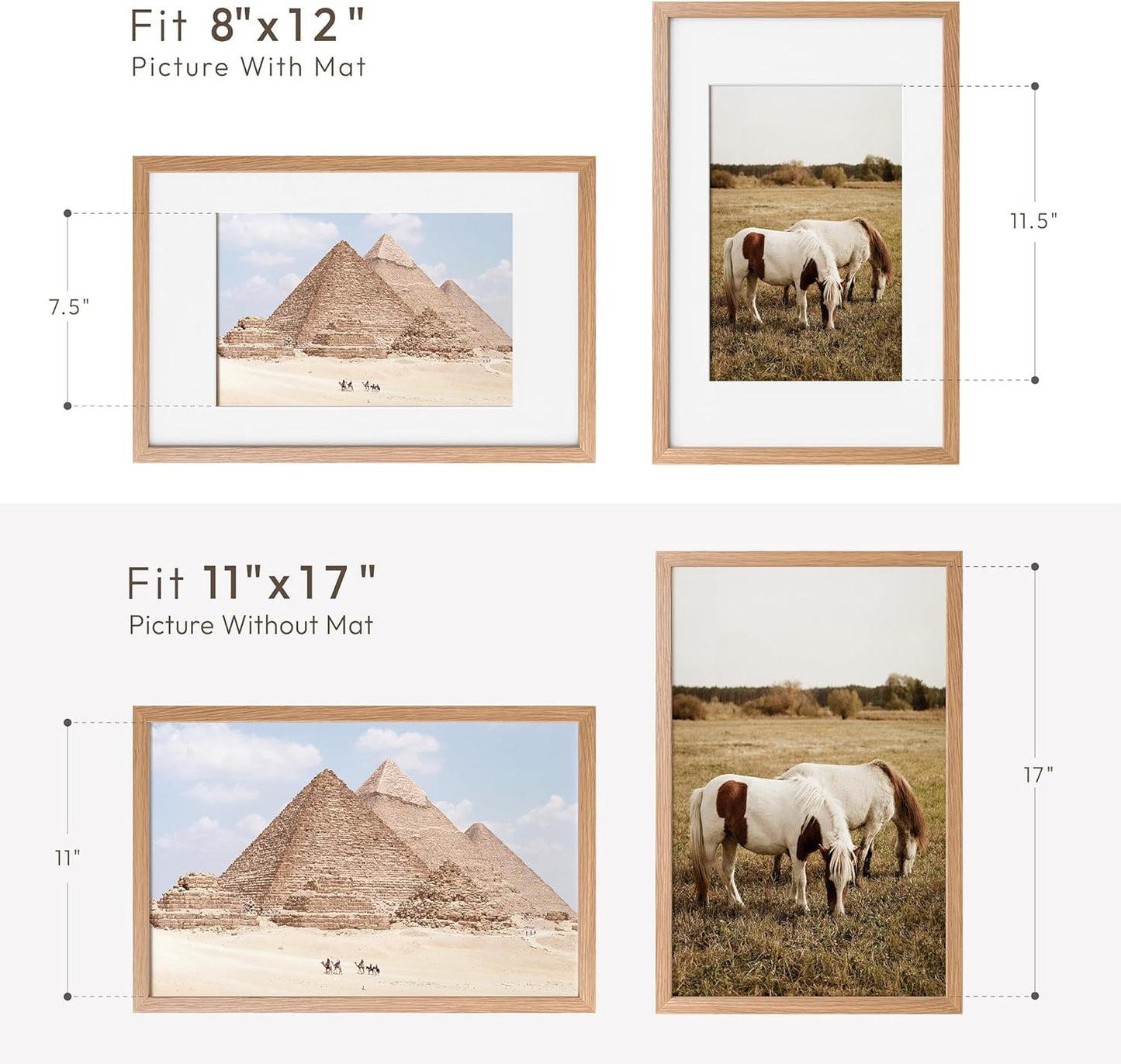 5x7 Picture Frame, Solid Oak Wood 5 x 7 Photo Frame with Mat to 4x6, 7x5 Picture Frames for Wall and Tabletop Display, (Walnut Set of 1)